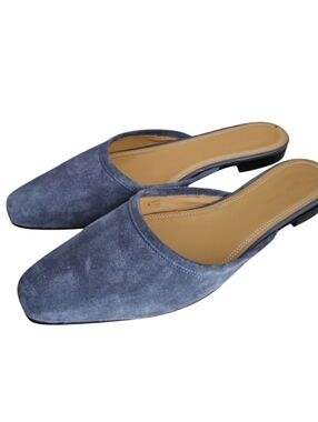 NEW! JACK ERWIN Leather Suede Blue/Grey Slip On Mules 9.